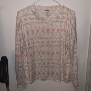 Hurley Pink and White Soft Long Sleeve Shirt🖤
